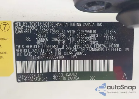 2008 Lexus Rx 350 from USA, damaged, VIN 2T2GK31U98C054180